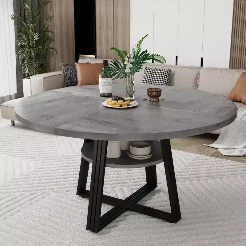 Table à manger ronde pour 4-6 personnes, table de cuisine de ferme de 42 pouces avec rangement, tables à dîner circulaires pour cuisine, salle à manger, salon, salle de réunion, appartement