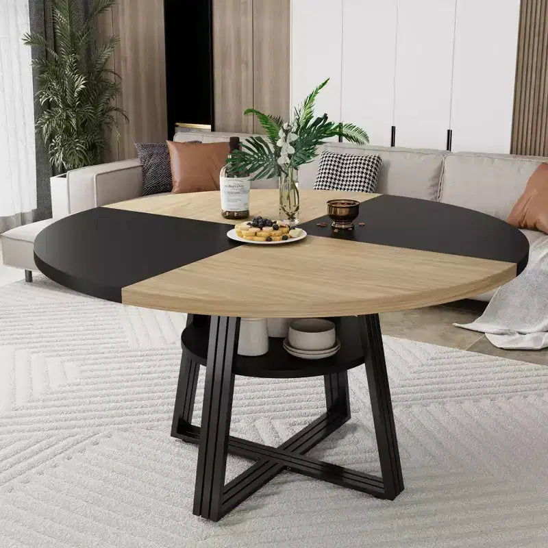 Table à manger ronde pour 4-6 personnes, table de cuisine de ferme de 42 pouces avec rangement, tables à dîner circulaires pour cuisine, salle à manger, salon, salle de réunion, appartement