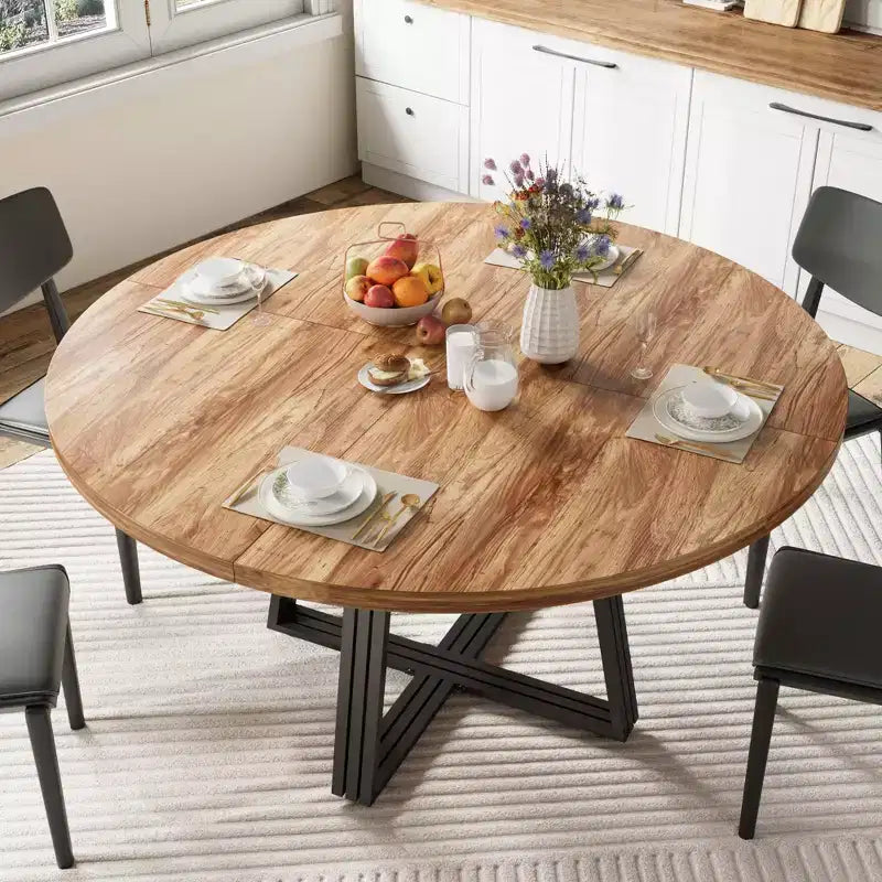 Table à manger ronde pour 4-6 personnes, table de cuisine de ferme de 42 pouces avec rangement, tables à dîner circulaires pour cuisine, salle à manger, salon, salle de réunion, appartement