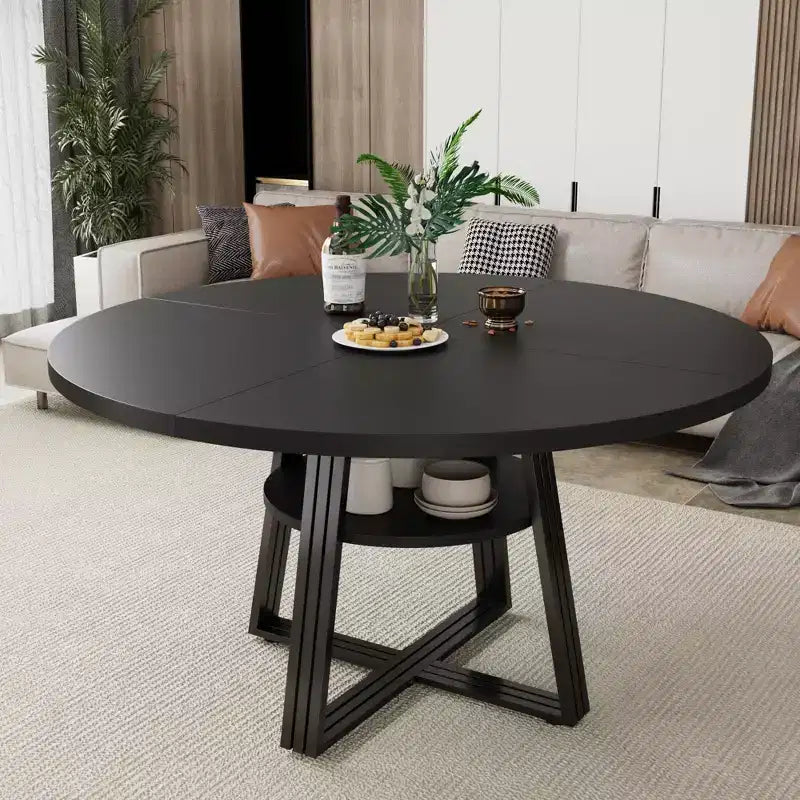 Table à manger ronde pour 4-6 personnes, table de cuisine de ferme de 42 pouces avec rangement, tables à dîner circulaires pour cuisine, salle à manger, salon, salle de réunion, appartement