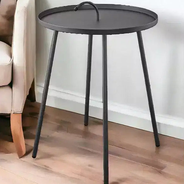 Table d'appoint ronde de 25 po en acier inoxydable gris