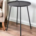 Table d'appoint ronde de 25 po en acier inoxydable gris