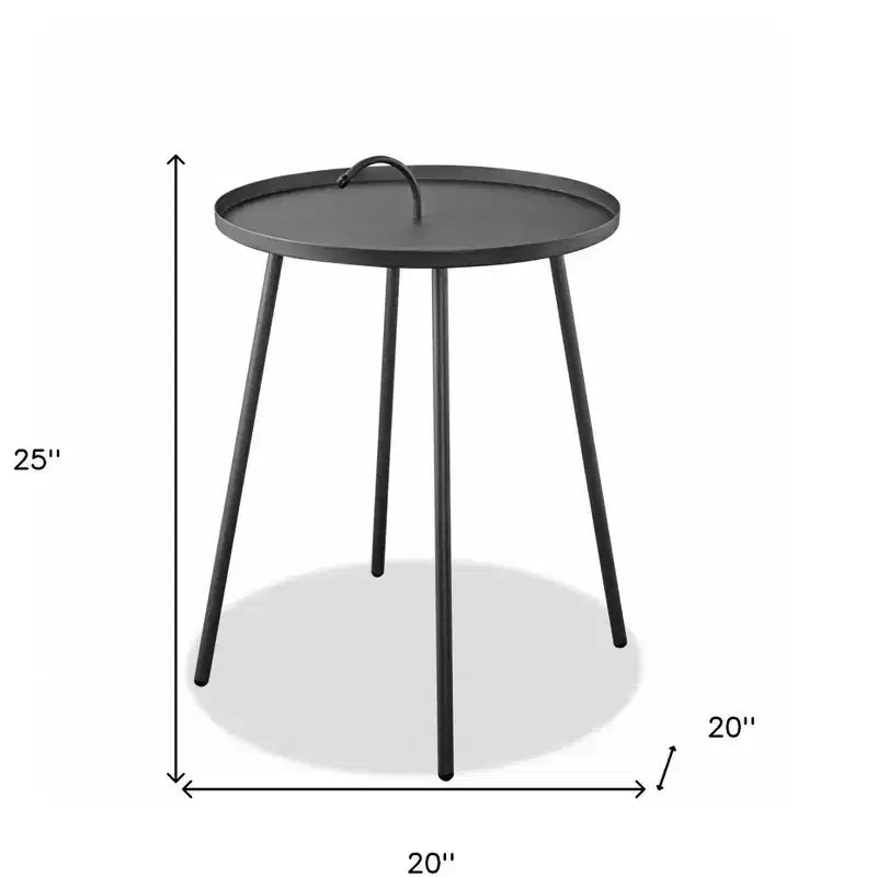 Table d'appoint ronde de 25 po en acier inoxydable gris
