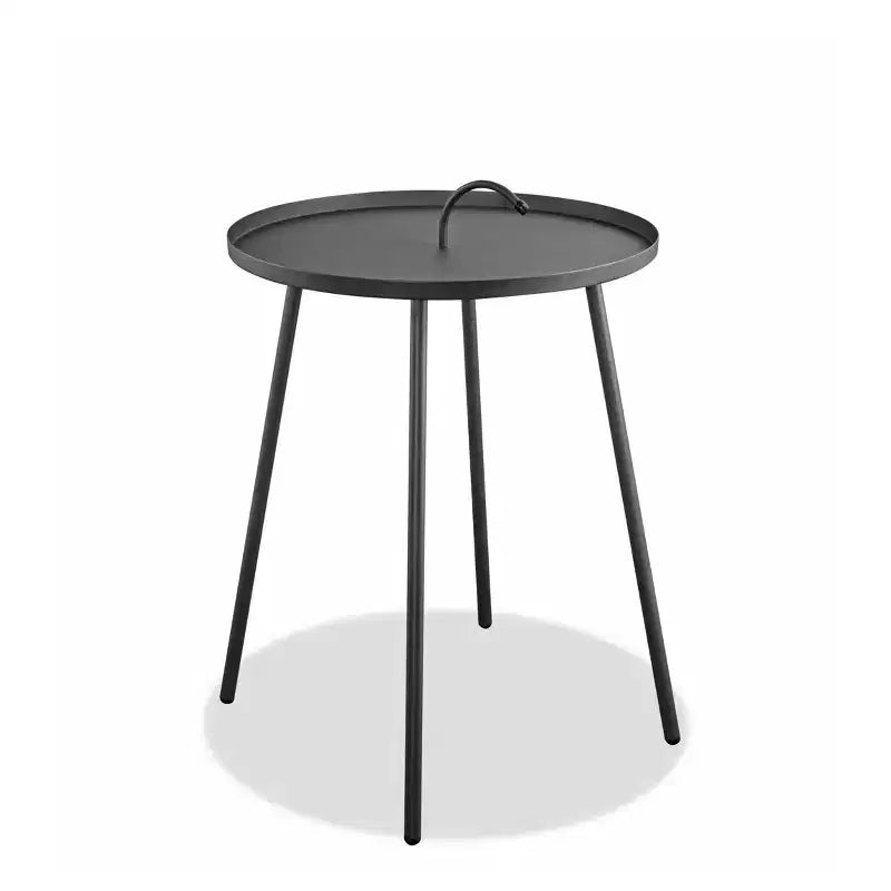 Table d'appoint ronde de 25 po en acier inoxydable gris