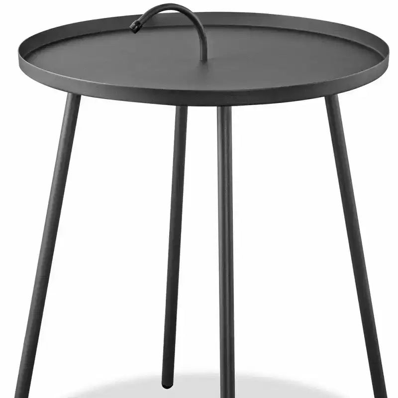 Table d'appoint ronde de 25 po en acier inoxydable gris