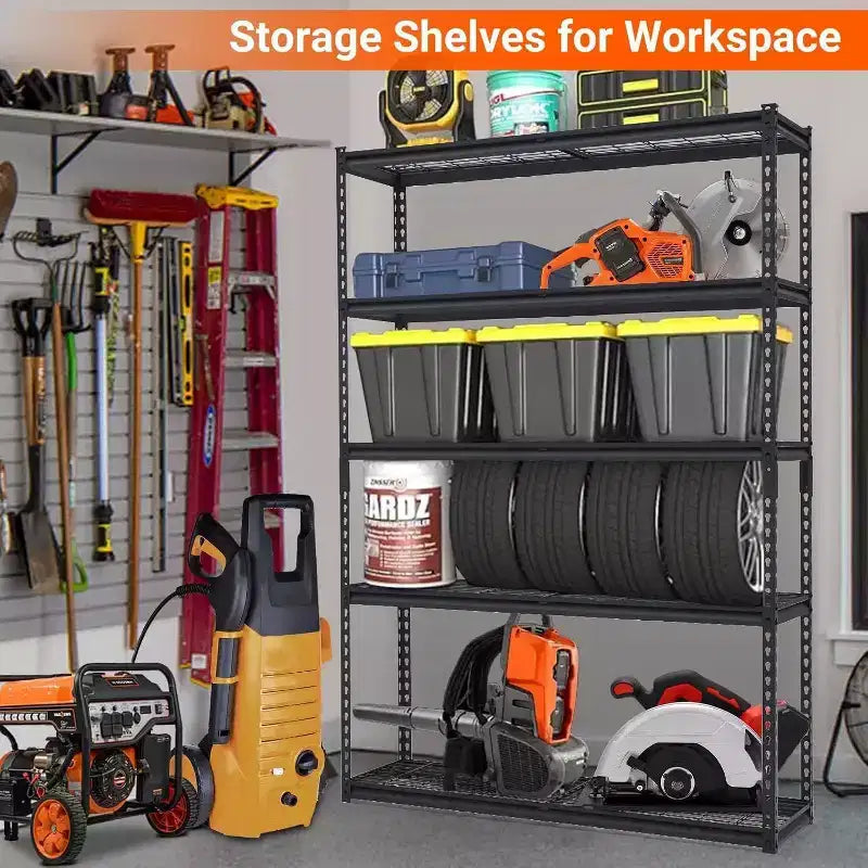 Étagère de garage robuste et réglable Acekool, 48 L x 18 P x 72 H, rayonnage métallique avec capacité de charge de 2 500 lb, assemblage facile