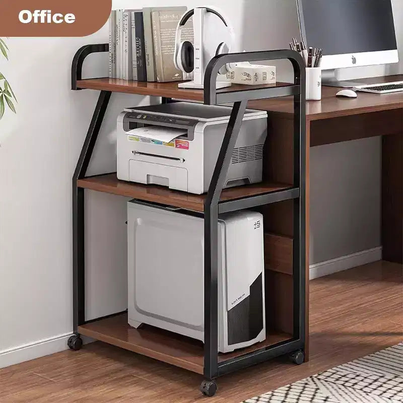 Meuble d'imprimante TROPOW, table d'imprimante mobile à 3 niveaux avec étagère de rangement, chariot d'imprimante roulant multifonctionnel avec roues pour l'organisation du bureau à domicile
