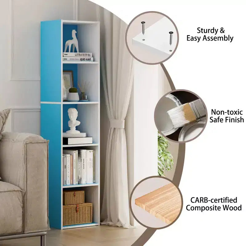 Bibliothèque de rangement 5 niveaux pour salon, chambre et chambre d'enfant