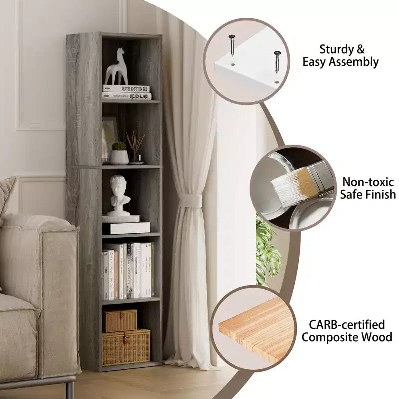 Bibliothèque de rangement 5 niveaux pour salon, chambre et chambre d'enfant