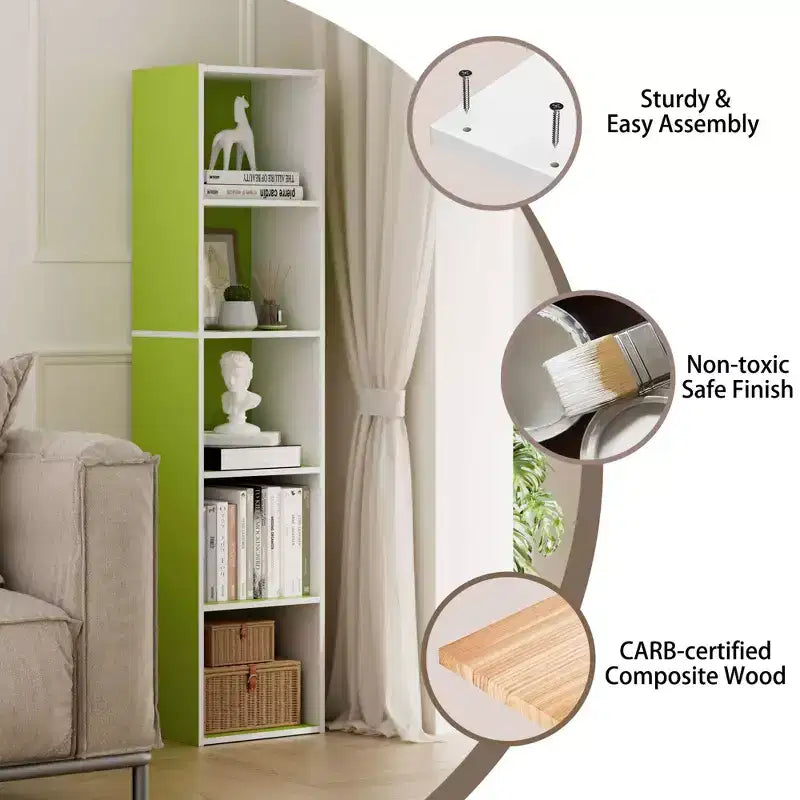 Bibliothèque de rangement 5 niveaux pour salon, chambre et chambre d'enfant
