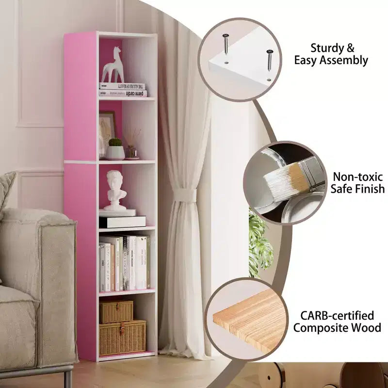 Bibliothèque de rangement 5 niveaux pour salon, chambre et chambre d'enfant