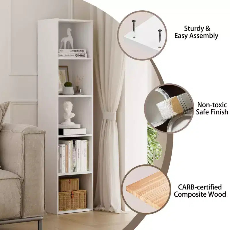 Bibliothèque de rangement 5 niveaux pour salon, chambre et chambre d'enfant