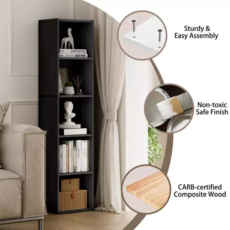Bibliothèque de rangement 5 niveaux pour salon, chambre et chambre d'enfant