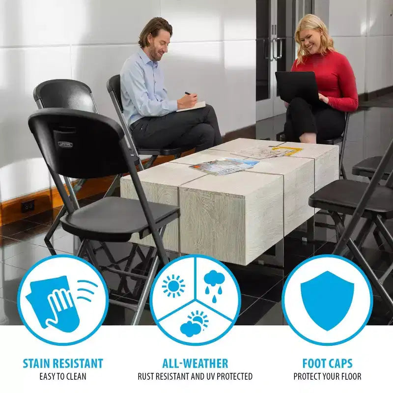 Chaise pliante de qualité commerciale avec cadre en U, lot de 4, couleurs assorties