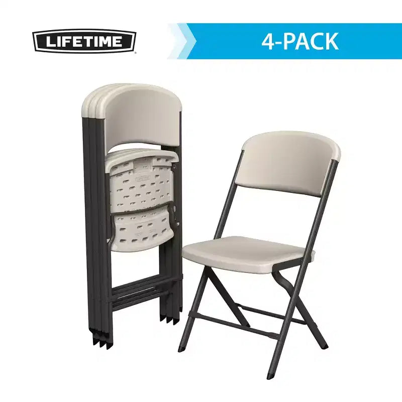 Chaise pliante de qualité commerciale avec cadre en U, lot de 4, couleurs assorties