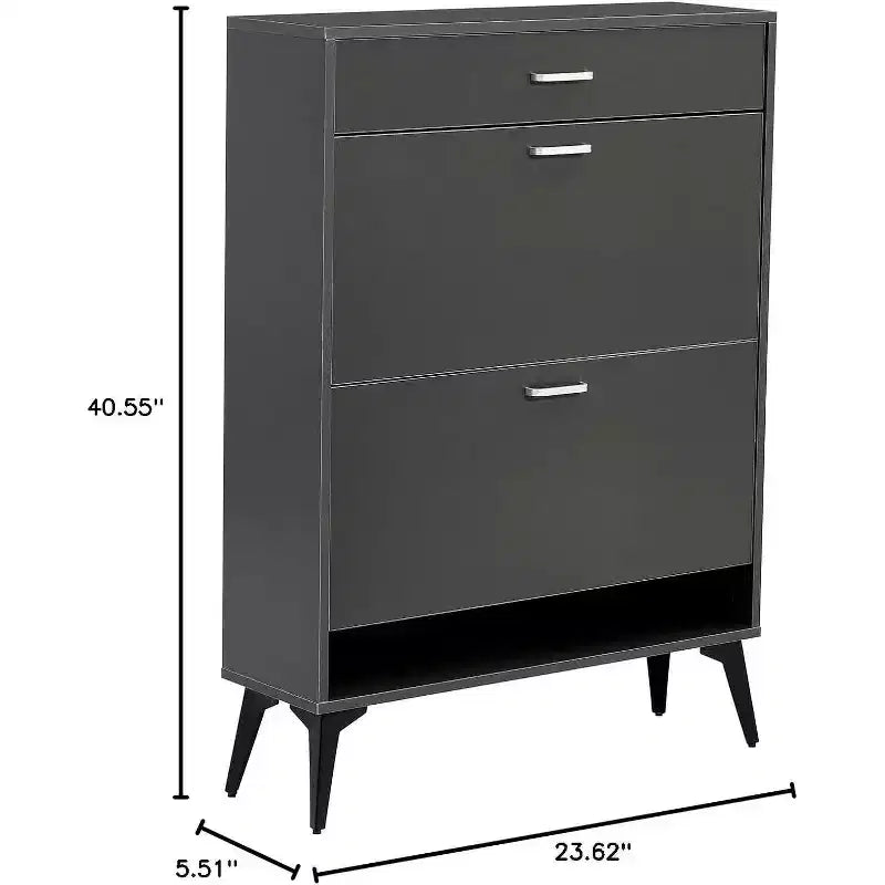 Meuble à chaussures haut Acekool, meuble à chaussures mince en MDF, résistant aux rayures, rangement pour entrée, 80x24x110 cm, design moderne peu encombrant