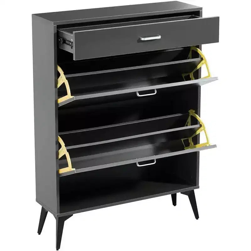 Meuble à chaussures haut Acekool, meuble à chaussures mince en MDF, résistant aux rayures, rangement pour entrée, 80x24x110 cm, design moderne peu encombrant