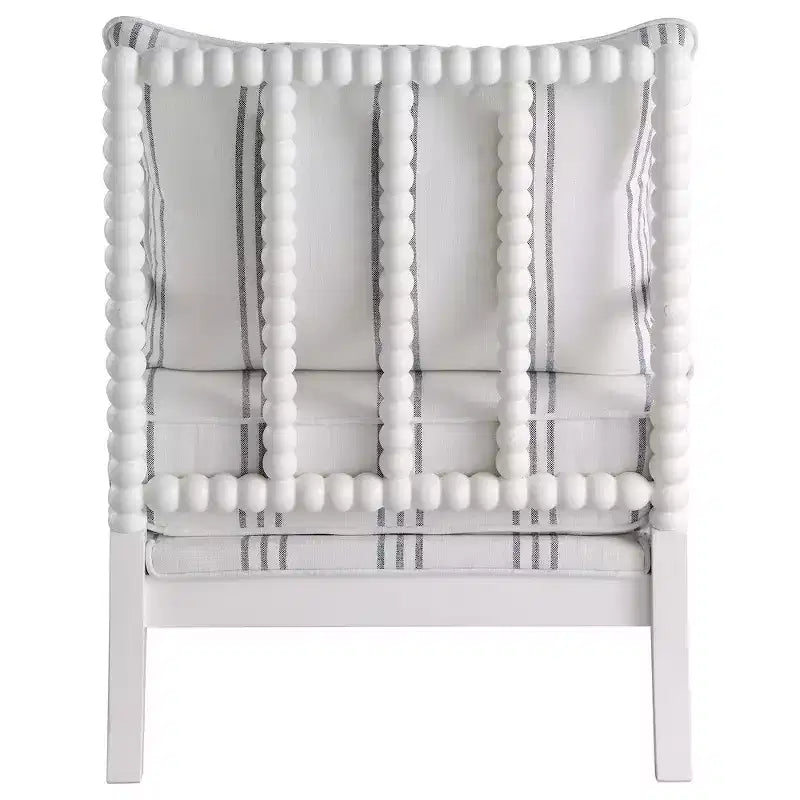 Fauteuil d'appoint rembourré à fuseaux, blanc et marine