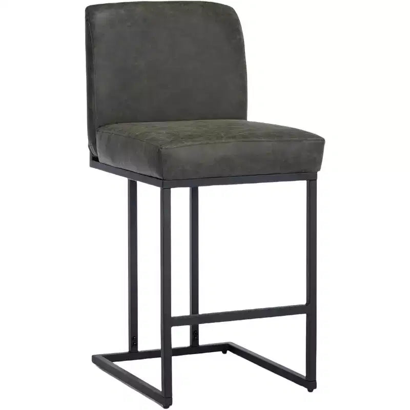 Tabourets de bar à hauteur de comptoir avec dossier, lot de 1 tabouret de bar rembourré en cuir, hauteur d'assise de 24 pouces pour îlot de cuisine, coin repas ou café