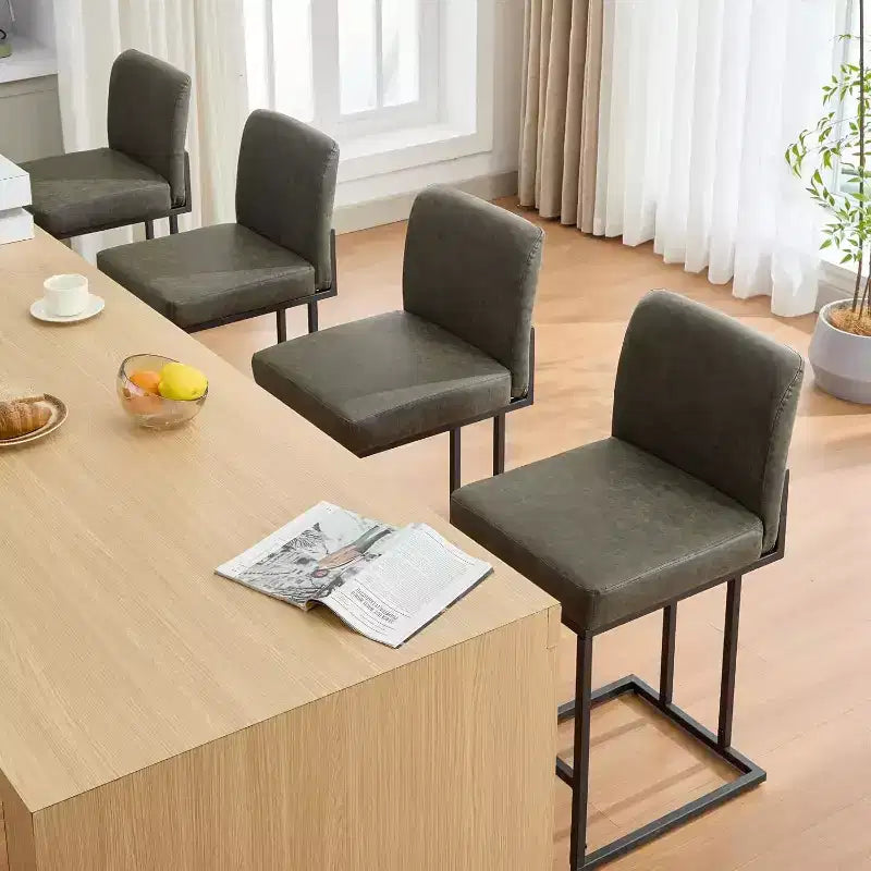 Tabourets de bar à hauteur de comptoir avec dossier, lot de 1 tabouret de bar rembourré en cuir, hauteur d'assise de 24 pouces pour îlot de cuisine, coin repas ou café