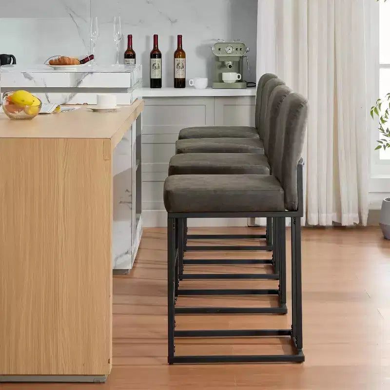 Tabourets de bar à hauteur de comptoir avec dossier, lot de 1 tabouret de bar rembourré en cuir, hauteur d'assise de 24 pouces pour îlot de cuisine, coin repas ou café