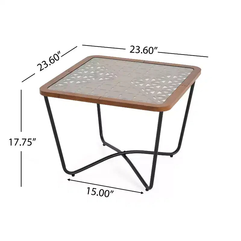 Table basse en verre, table basse carrée, table de centre, table d'appoint, table d'appoint de canapé avec plateau à découpes géométriques - ModernLuxe