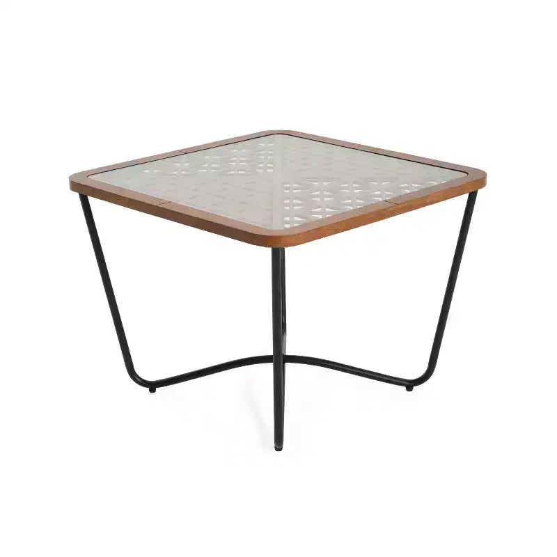 Table basse en verre, table basse carrée, table de centre, table d'appoint, table d'appoint de canapé avec plateau à découpes géométriques - ModernLuxe