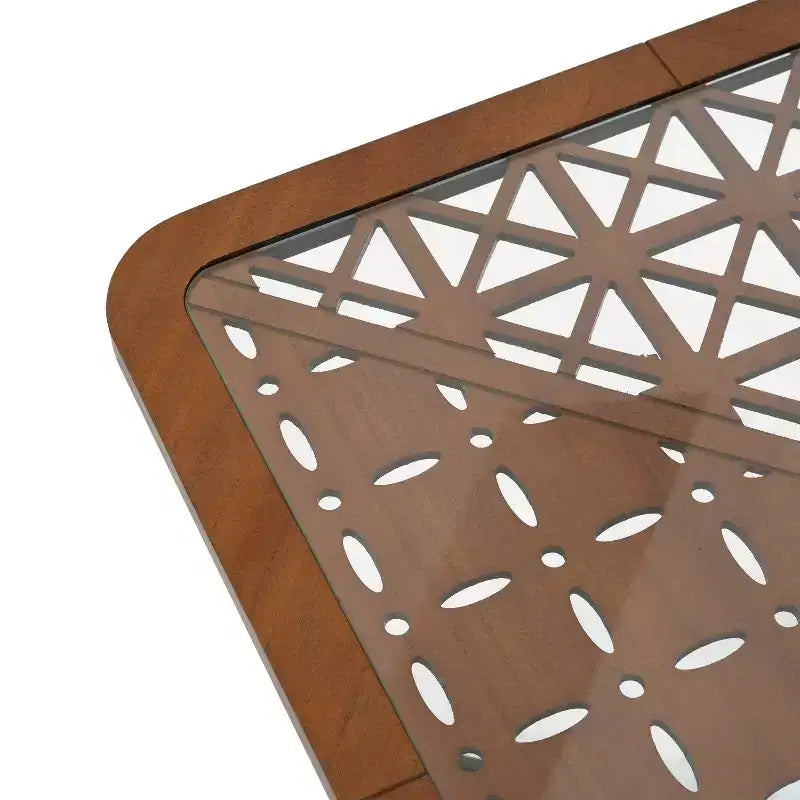 Table basse en verre, table basse carrée, table de centre, table d'appoint, table d'appoint de canapé avec plateau à découpes géométriques - ModernLuxe