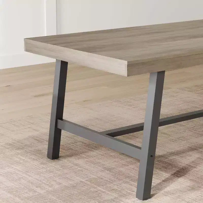Table à manger rustique en bois de 70,87 po pour 6 personnes, avec pieds en métal noir robustes, table de patio rectangulaire de style industriel pour la cuisine, la salle à manger