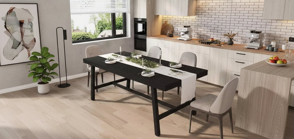 70.87 Large Rustic Wood Dining Table for 6, with Sturdy Black Metal Legs, Industrial Rectangle Patio Table for Kitchen, Dining Room