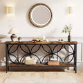 Okak Industrial Metal Extra Long Console Table with Storage Base,Modern Narrow Entryway Table,Sofa Table Behind Couch for Hallway,Living Room