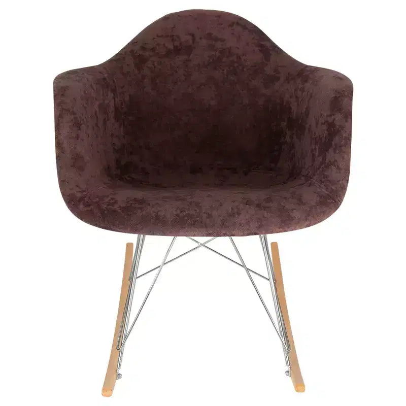 LeisureMod Wilson Fauteuil à Bascule Moderne - Rembourrage Peluche, Mouvement de Balancier Fluide, Idéal pour Chambres de Bébé ou Salons