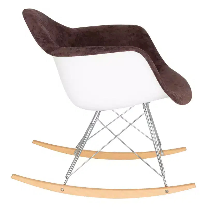 LeisureMod Wilson Fauteuil à Bascule Moderne - Rembourrage Peluche, Mouvement de Balancier Fluide, Idéal pour Chambres de Bébé ou Salons
