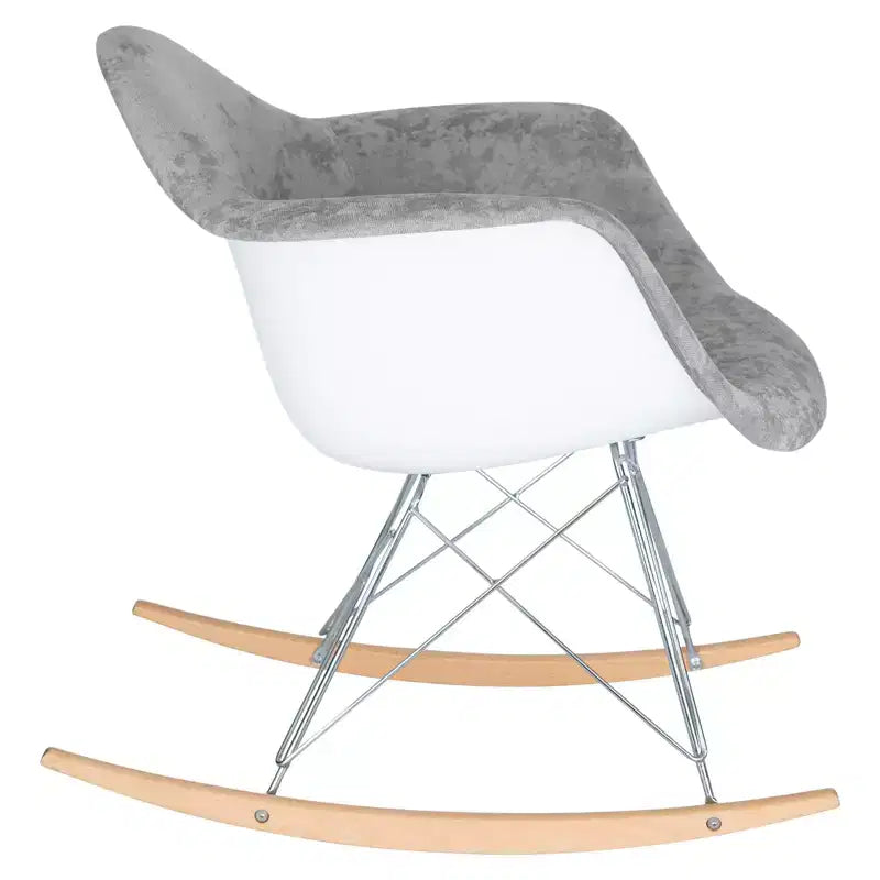 LeisureMod Wilson Fauteuil à Bascule Moderne - Rembourrage Peluche, Mouvement de Balancier Fluide, Idéal pour Chambres de Bébé ou Salons