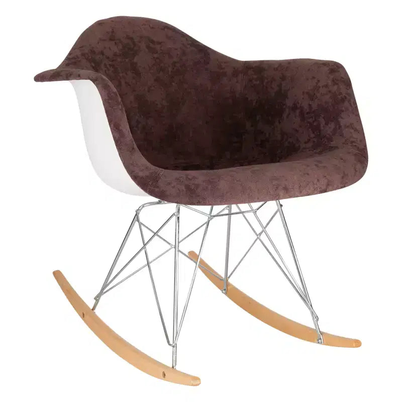 LeisureMod Wilson Fauteuil à Bascule Moderne - Rembourrage Peluche, Mouvement de Balancier Fluide, Idéal pour Chambres de Bébé ou Salons