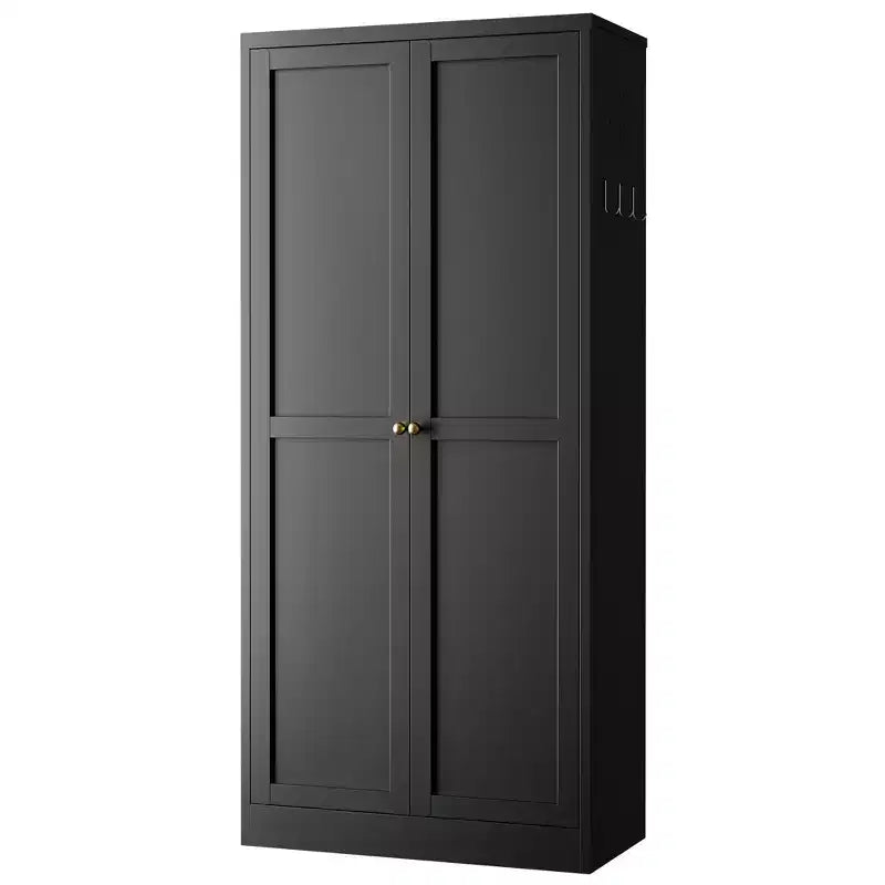 VIYET 61 Meuble de rangement de cuisine en métal noir, 4 étagères réglables capacité 50 kg, Organisateur autoportant robuste