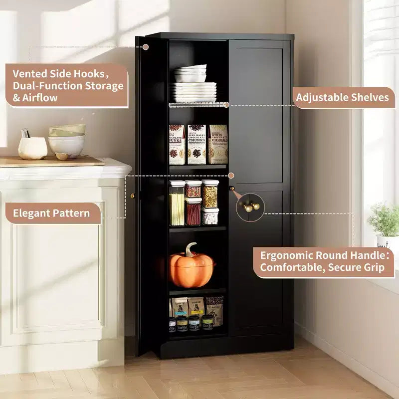 VIYET 61 Meuble de rangement de cuisine en métal noir, 4 étagères réglables capacité 50 kg, Organisateur autoportant robuste