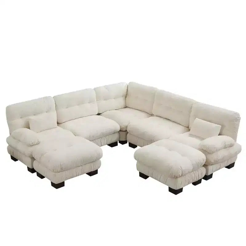 Canapé modulaire surdimensionné en chenille de 101,57 po, canapé en U avec pouf mobile, canapé d'angle 7 places
