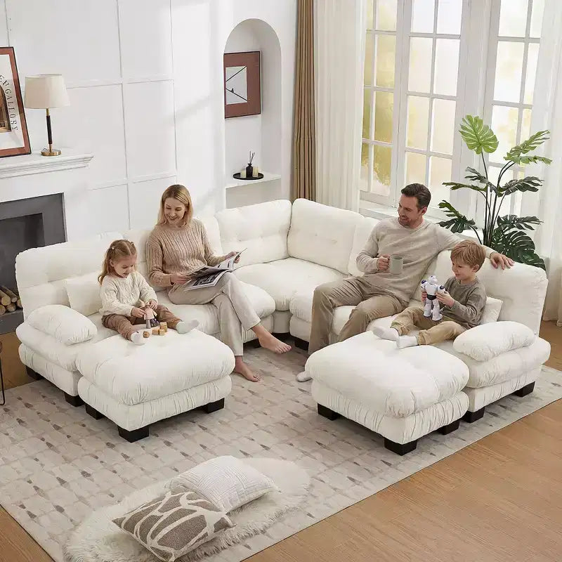 Canapé modulaire surdimensionné en chenille de 101,57 po, canapé en U avec pouf mobile, canapé d'angle 7 places