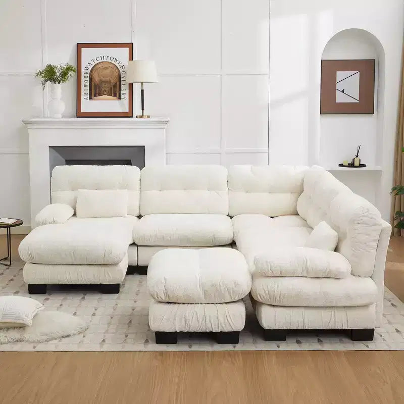 Canapé modulaire surdimensionné en chenille de 101,57 po, canapé en U avec pouf mobile, canapé d'angle 7 places