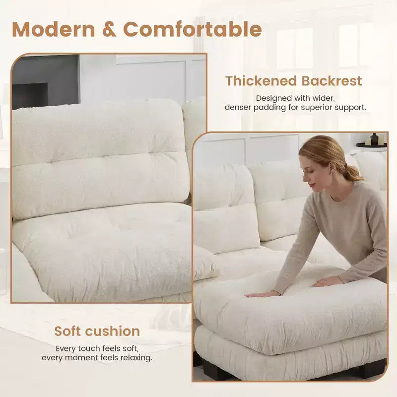 Canapé modulaire surdimensionné en chenille de 101,57 po, canapé en U avec pouf mobile, canapé d'angle 7 places