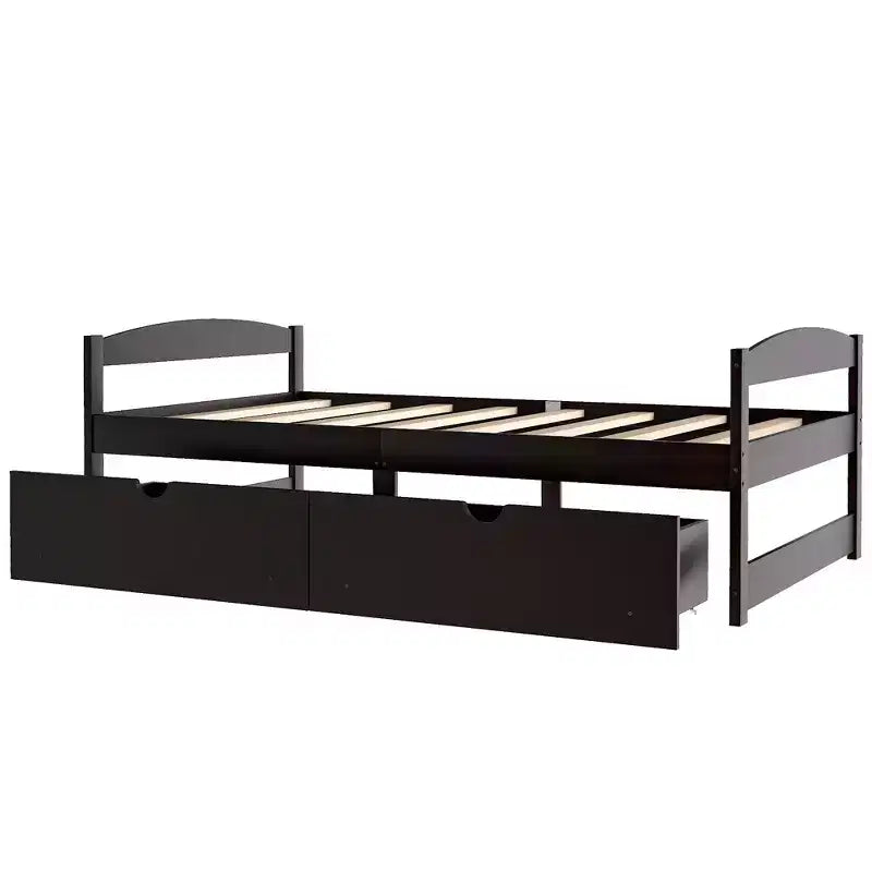 Lit plateforme en bois double avec 2 tiroirs, assemblage facile