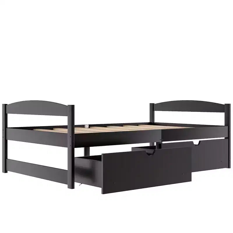 Lit plateforme en bois double avec 2 tiroirs, assemblage facile