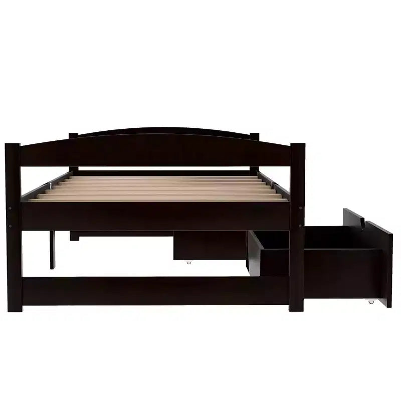 Lit plateforme en bois double avec 2 tiroirs, assemblage facile