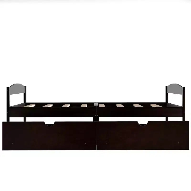 Lit plateforme en bois double avec 2 tiroirs, assemblage facile