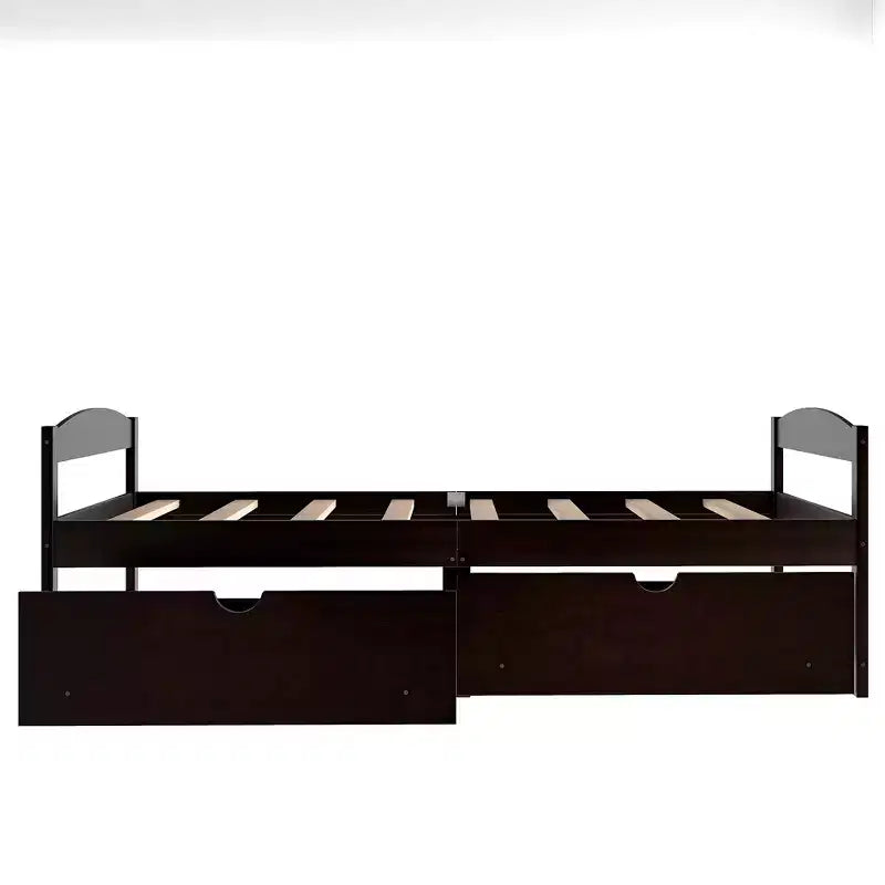 Lit plateforme en bois double avec 2 tiroirs, assemblage facile
