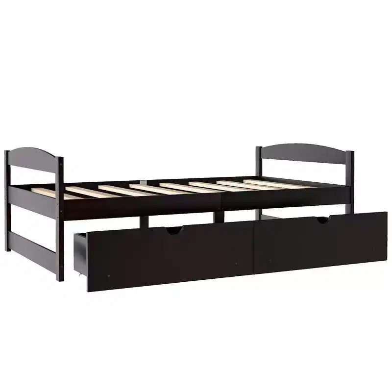Lit plateforme en bois double avec 2 tiroirs, assemblage facile