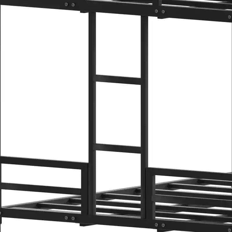 Lit superposé métallique Queen Luxystar avec garde-corps pleine longueur pour appartement et dortoir, Noir