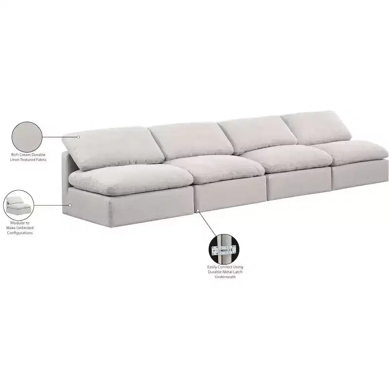 Canapé modulaire en tissu texturé lin Indulge Meridian Furniture
