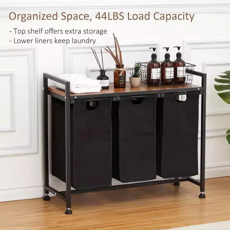 Panier à linge grande capacité avec étagère réglable 2/3/4 paniers amovibles en tissu Oxford Trieur de linge divisé pour salle de bain, chambre, dortoir